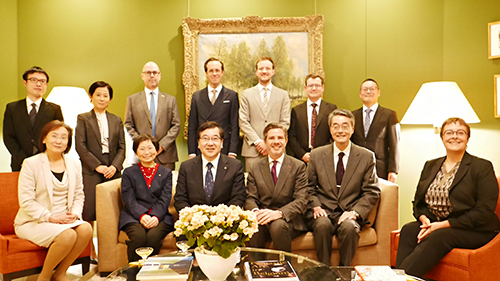 Group photo taken at the official residence of the Ambassador of the Kingdom of Belgium
