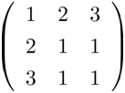 行列の例：3×3の行列、3次元の行列の図