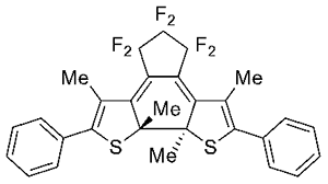 本研究で用いたジアリールエテンの構造（Me=CH3）の図