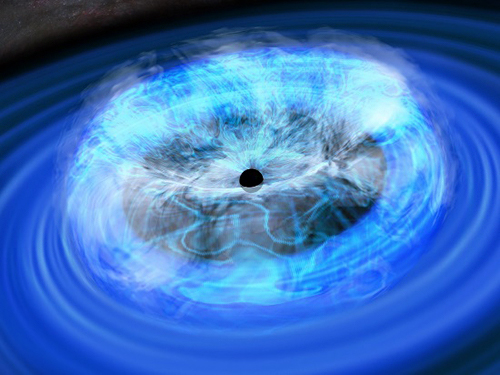 巨大ブラックホール周辺を取り巻くコロナの想像図の写真