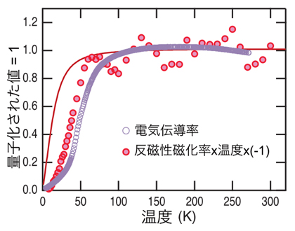 電気伝導率と反磁性磁化率のスケーリングの図