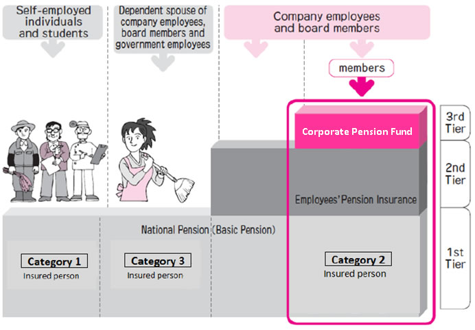 Diagram showing the pension categories