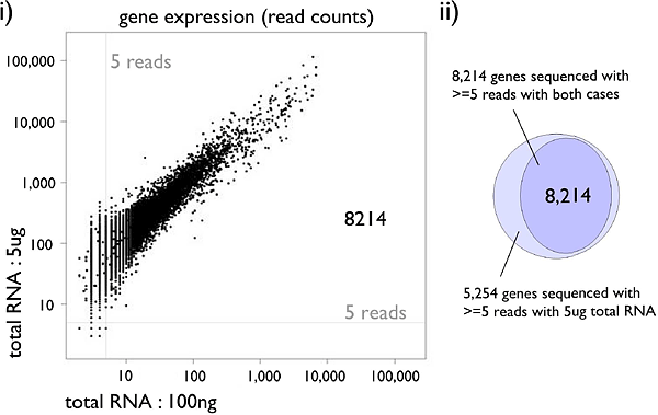 Figure showing gene expressions between different starting materials