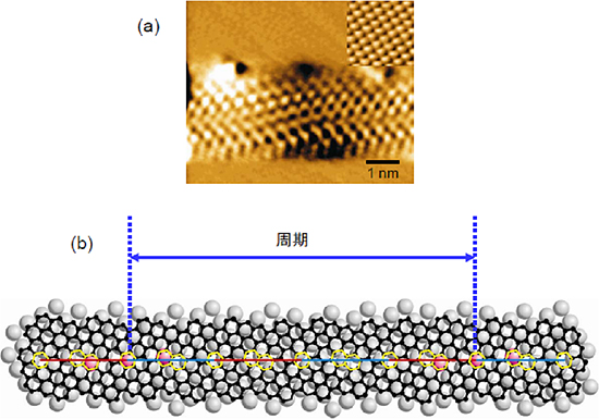 SWCNTの周期的な構造の様子の図
