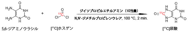 [11C]尿酸の合成法の図