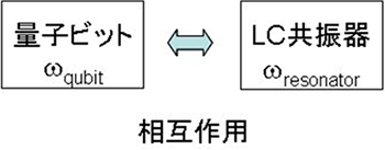 量子ビットとLC共振器を利用した分散読み出しのための回路の概念図の画像