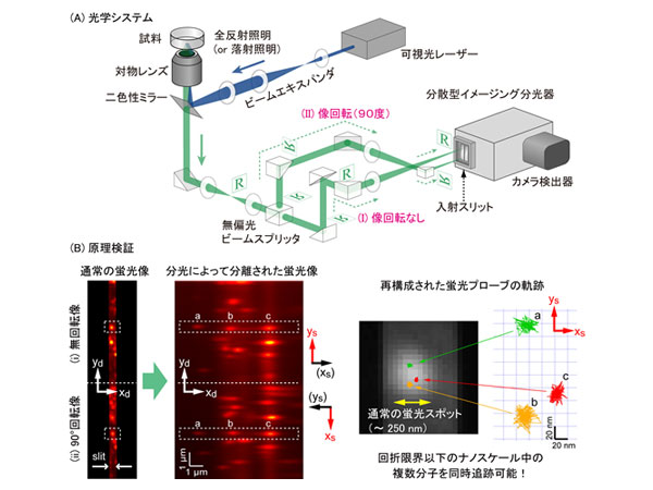 手法の概要と光学システムの図