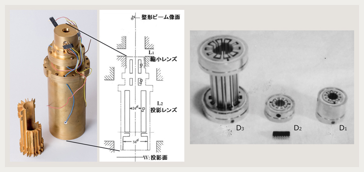 可変面積型電子ビーム露光装置に使用する静電偏向装置の試作品の写真