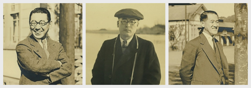 左：加藤正二、中央：下瀬林太、右：薮田貞次郎の写真