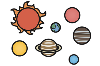 太陽や地球など星の図