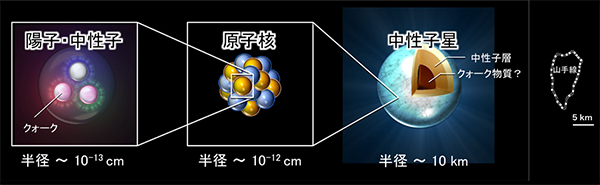 クォークと中性子星を表す図