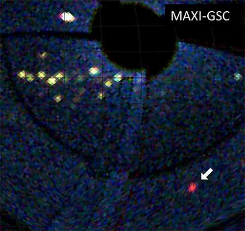 MAXI J0158-744の爆発の瞬間を捉えたMAXIによる撮像画像の図