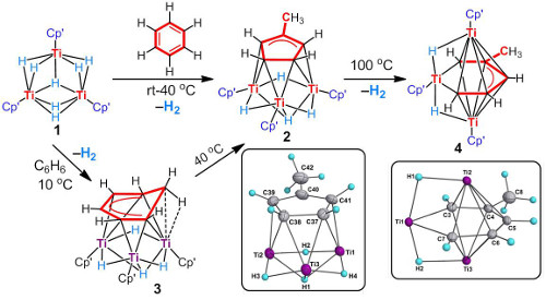 titanium hydride alters bonds in benzene