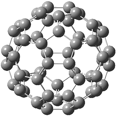 C60フラーレンの分子モデルの図