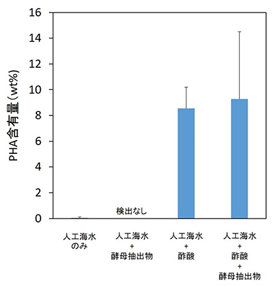 人工海水の培養によるPHA生産の図