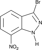 3B7N(3-Bromo-7-Nitroindazole)の構造式の図