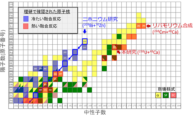 核図表の末端（超重元素領域）の図