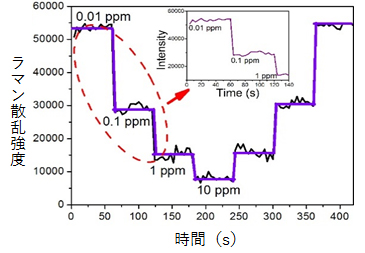 作製したマイクロ流体SERSセンサーを用いたCd2+の高感度リアルタイム検出の図