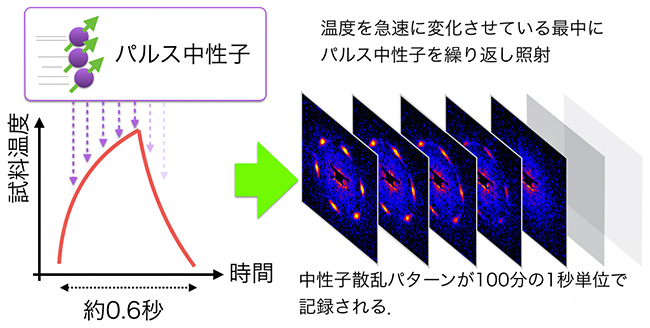 本実験で確立されたストロボスコピック中性子小角散乱法の概念図の画像