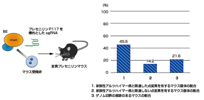 BEによる変異プレセニリンマウス（P117）作製の図