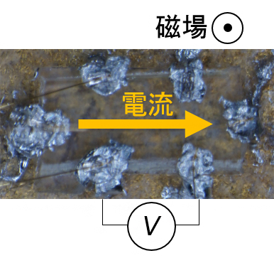 酸化亜鉛試料の写真と抵抗測定の図