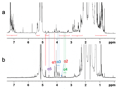 天然ゴムシートの溶液NMRの900MHzスペクトルの図