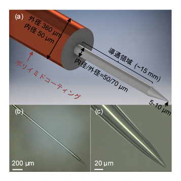 新開発したnanoCESI法のためのエミッターの図