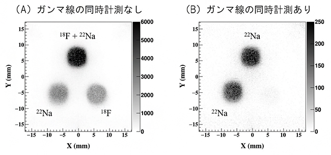 MI-IPによるPETプローブ2核種（18Fと22Na）のイメージングの図