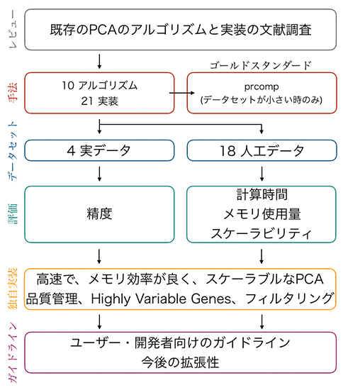 主成分分析（PCA）の性能評価の手順の図