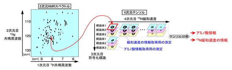 符号化標識法で得られたスペクトルを用いた、信号の分離と情報の取出しの図