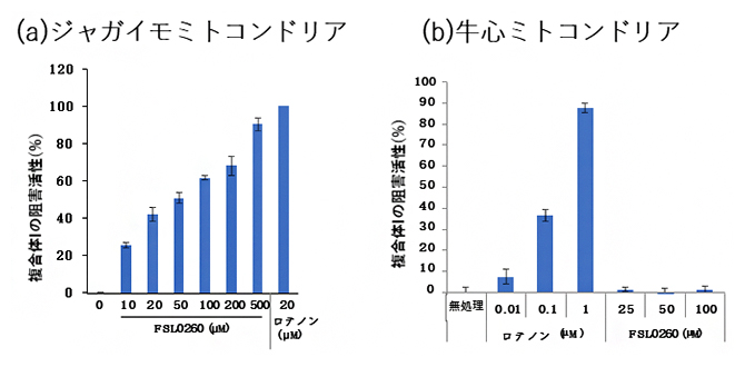 FSL0260によるミトコンドリア電子伝達系の複合体Ⅰの阻害活性の図