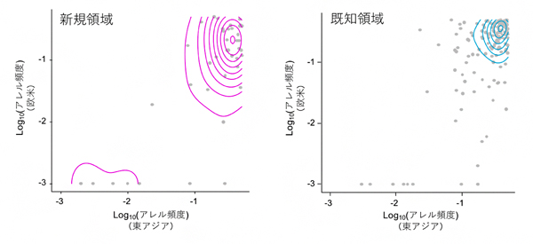 疾患感受性変異のアレル頻度の図