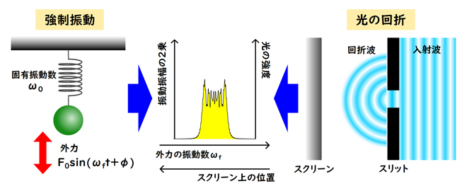 強制力の働く調和振動子が奏でる光の回折的振る舞い～力学と光学の新たなつながり～