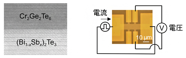 透過型電子顕微鏡による積層構造の断面像と作製したホールバーの光学顕微鏡像の図