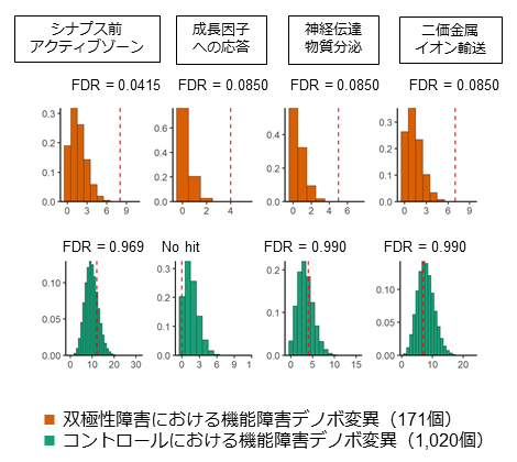双極性障害におけるタンパク質の機能障害デノボ変異の生物学的特徴の図