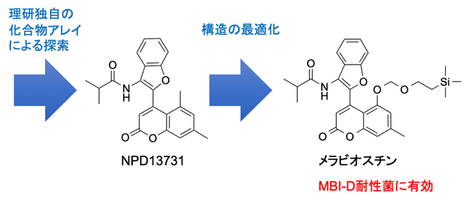 農薬耐性イネいもち病菌の防除化合物メラビオスチンの創製の図