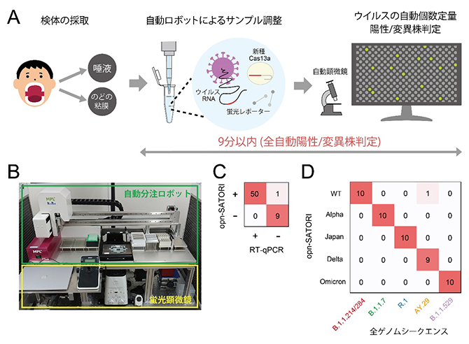 opn-SATORI装置による全自動COVID-19感染診断の図