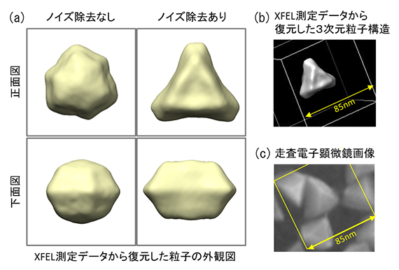 金ナノ粒子の3次元構造の復元の図