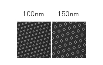 表面微細形状例。100nmと150nmの画像