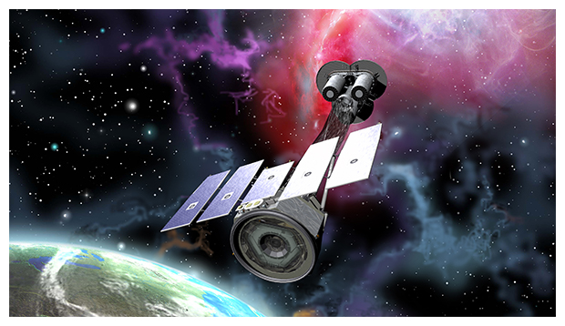 軌道上のIXPE衛星想像図の画像