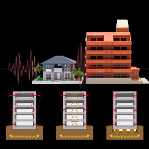 Schematic showing the hydrogels stabilize buildings during earthquakes