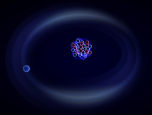 Image of a nuclei and a neutron halo