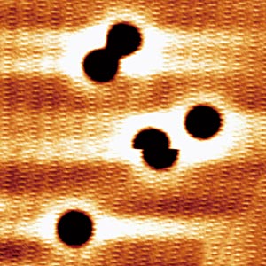 Image of carbon monoxide molecules on a silver surface