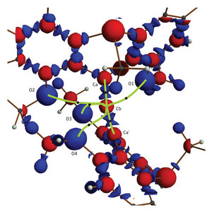 Image of a map of the electron density in the molecule