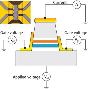 Schematic of a gated vertical DQD structure