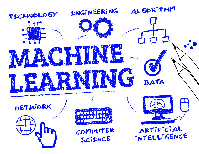 Illustration showing machine learning and related keywords