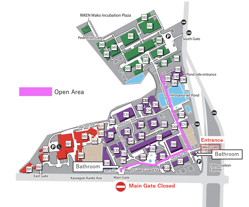 map showing open area in Wako Campus
