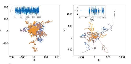 Image showing comparison of brownian and Levy walks