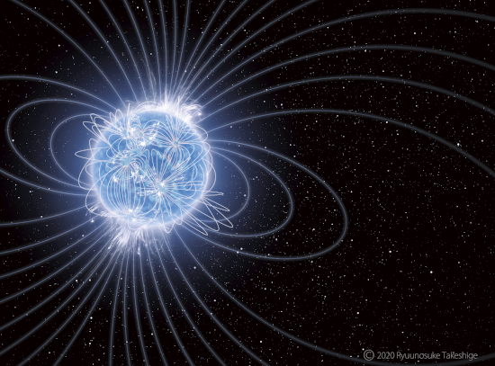 Image showing the magnetic lines of a magnetar star