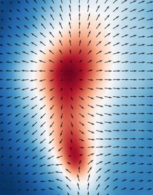Image of the formation of skyrmions by sound waves